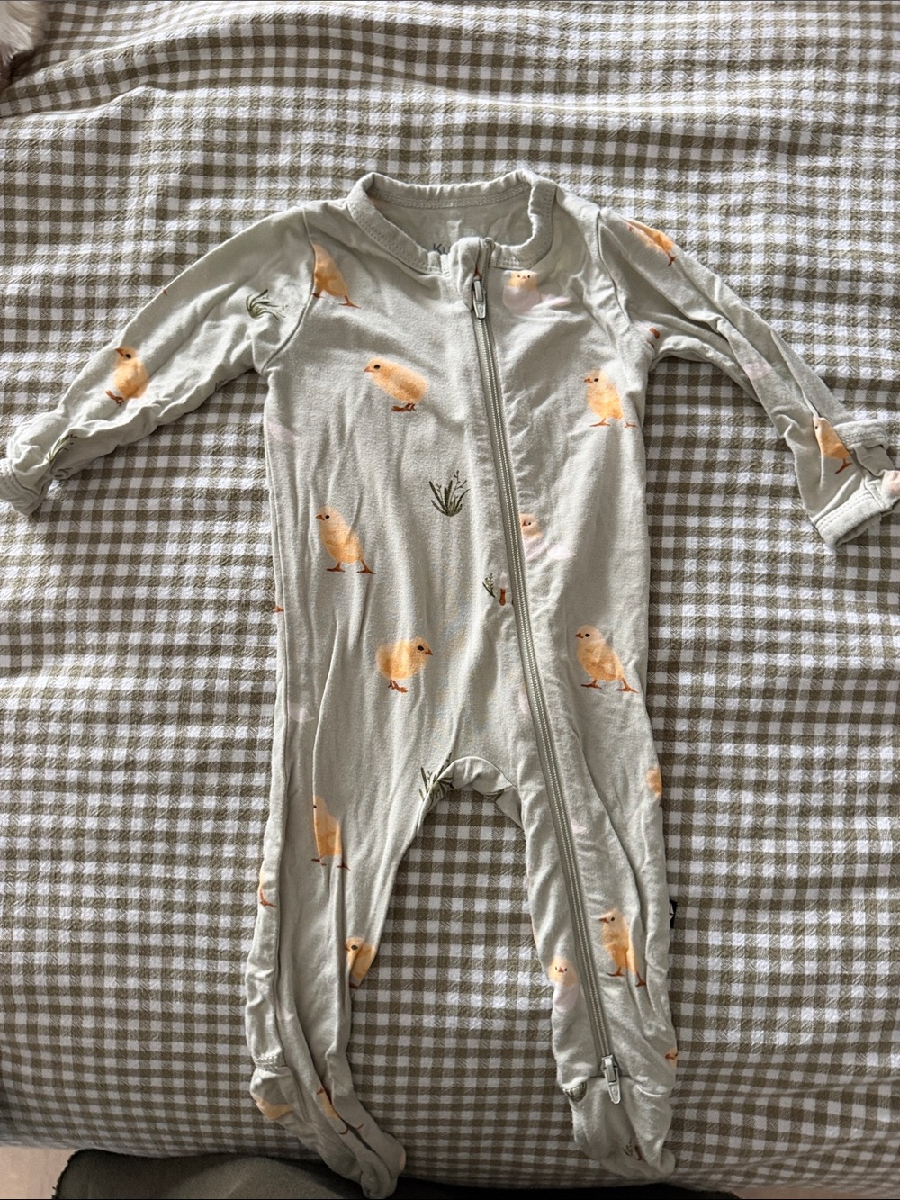 Kyte Baby One-Piece Zipper Footed Pajamas with Chick Print